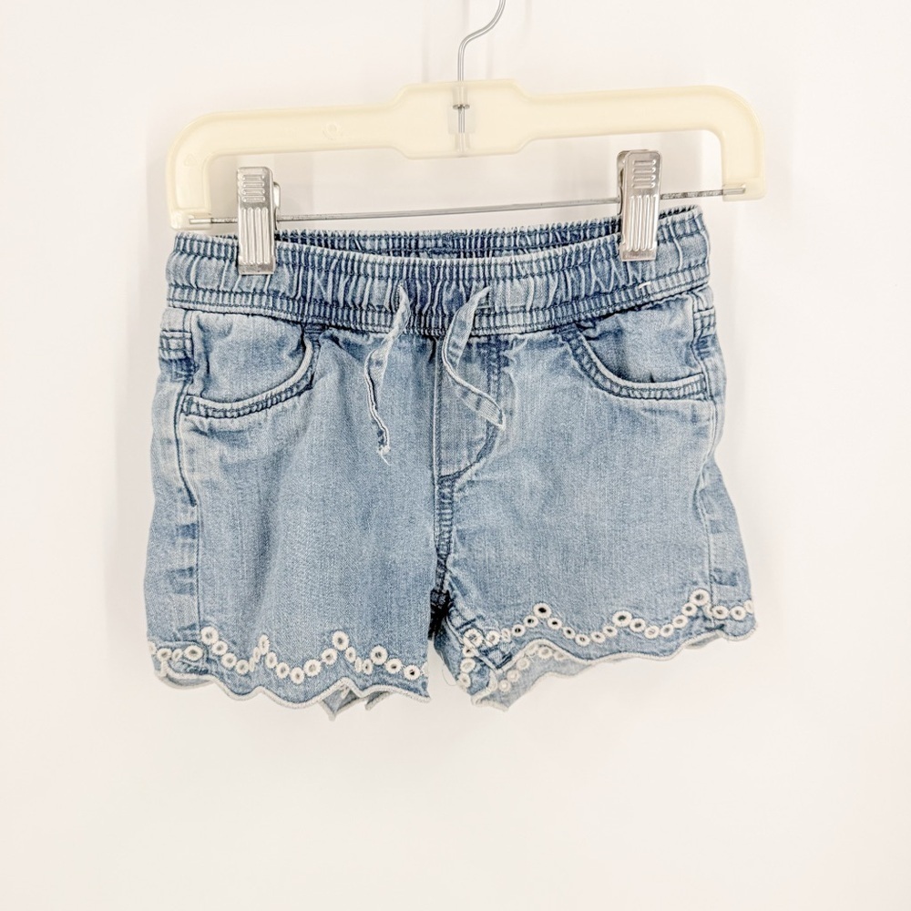 H&M Blue Relaxed Fit Shorts with Embroidered Hem